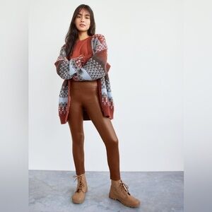 Daria High-Rise Vegan Leather Leggings – Patina Brown